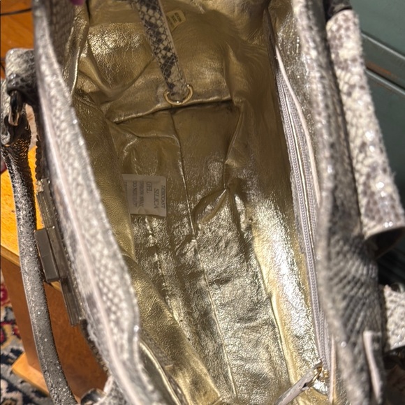 EUC Calvin Klein Tan Straw with Gray Imitation Snake Women's Bag - Picture 5 of 11